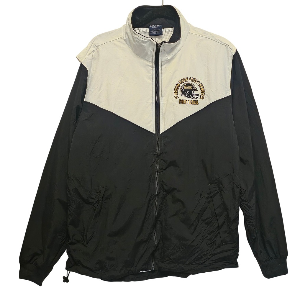 Charles River Apparel Falcons Football Windbreaker Jacket Black White Mens Large